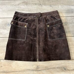 VINTAGE INC Suede leather brown skirt size 12.  Must have for Fall!